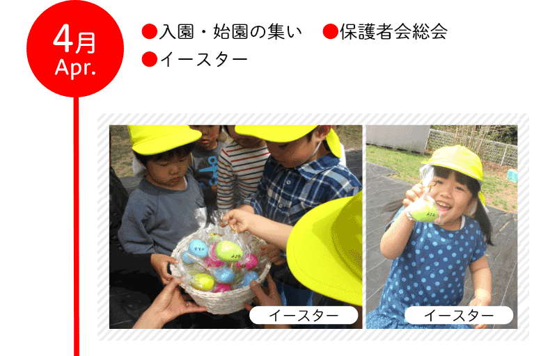 4月 ●入園・始園の集い ●保護者会総会 ●イースター